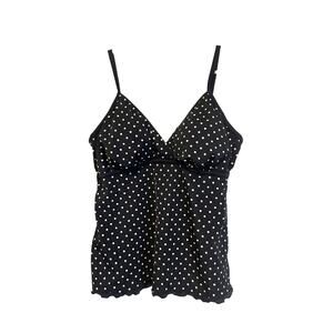 Trimshaper Black Polkadot Slimming Tankini Top Lined Padded Wireless Ruffle 14